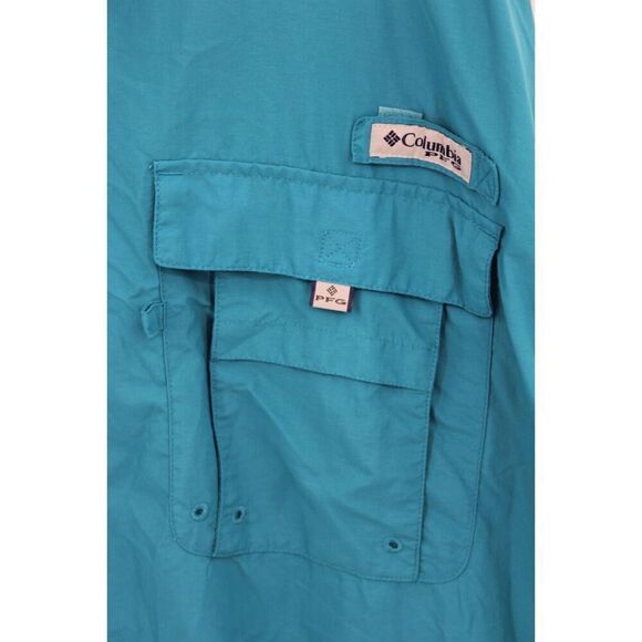 Columbia Button Up Fishing Shirt Men Blue 4X Short Sleeve Vented Outdoor - Picture 3 of 9